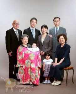 お宮参り　家族全員でのお写真