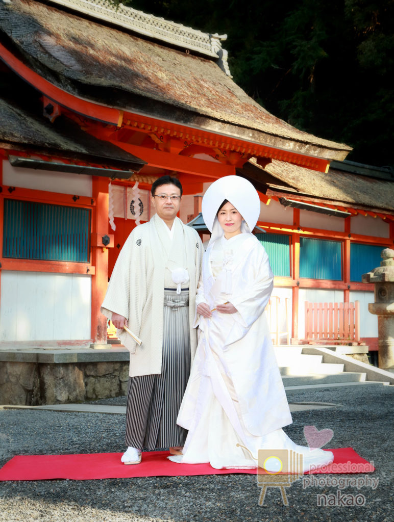吉田神社結婚式 白無垢・わたぼうしでのお二人