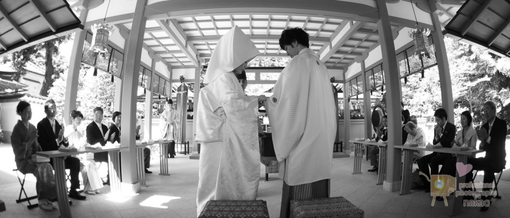吉田神社での結婚式 指輪交換シーン