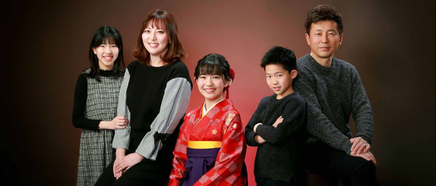 十三参り 家族 女児 袴スタイル