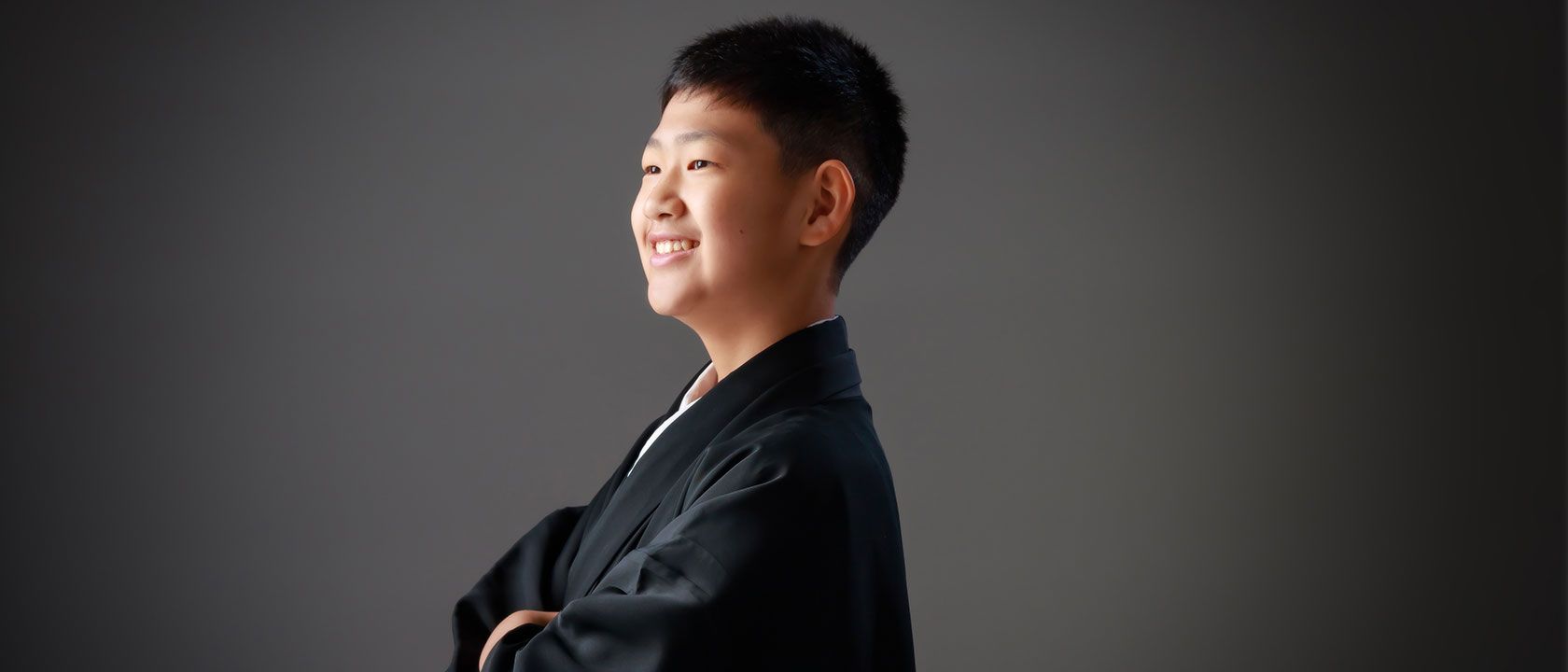 十三参り　男子 黒紋服姿